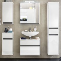 Solet Bathroom Wall Hung Sink Vanity Unit In White High Gloss