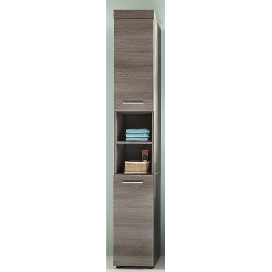 Britton Tall Bathroom Storage Cabinet In Sardegna Smoky Silver