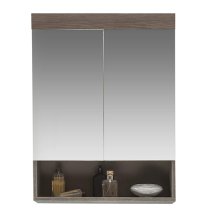 Britton LED Bathroom Mirrored Cabinet In Sardegna Smoky Silver