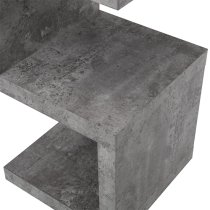 Miami Wooden S Shape Design Side Table In Concrete Effect