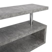 Miami Wooden S Shape Design TV Stand In Concrete Effect