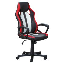 Randolph Faux Leather Gaming Chair In Black And Red