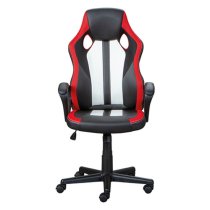 Randolph Faux Leather Gaming Chair In Black And Red