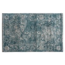 Minot Rectangular Large Fabric Rug In Natural And Teal