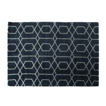 Osceola Medium Geometric Pattern Cotton Rug In Charcoal