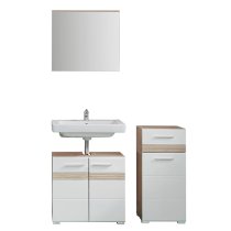 Seon Bathroom Funiture Set 3 In Gloss White And Light Oak