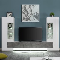 Santiago Entertainment Unit In White Gloss And Concrete Effect