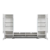 Santiago Entertainment Unit In White Gloss And Concrete Effect