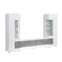 Santiago Entertainment Unit In White Gloss And Concrete Effect