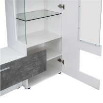 Santiago Entertainment Unit In White Gloss And Concrete Effect