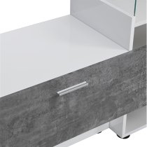 Santiago Entertainment Unit In White Gloss And Concrete Effect