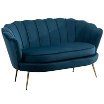 Arial Fabric 2 Seater Sofa In Blue