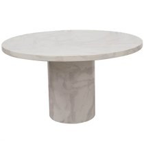 Cupric Round Marble Dining Table With 6 Bevin Pewter Chairs