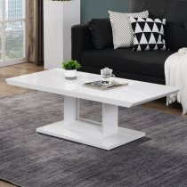 Atlantis High Gloss Coffee Table In White With LED Lighting