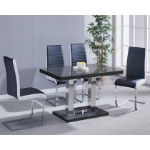 Coco High Gloss Dining Table In Black With Chrome Supports