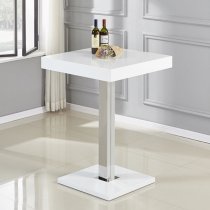 Topaz White High Gloss Bar Table With 2 Coco White Stools