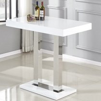 Caprice White High Gloss Bar Table With 4 Candid Grey Stools