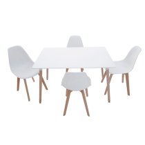 Varbor Wooden Dining Table With 4 Chairs In White And Natural