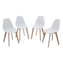 Varbor Wooden Dining Table With 4 Chairs In White And Natural