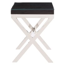 Kero Glass Top Side Table With Cross Base In Black