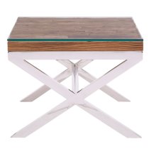 Kero Glass Top End Table With Cross Base In Natural