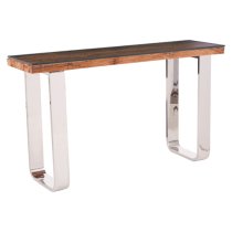 Kero Glass Top Console Table With U-Shaped Base In Natural