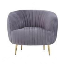 Florino Upholstered Velvet Armchair With Gold Legs In Grey