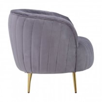 Florino Upholstered Velvet Armchair With Gold Legs In Grey