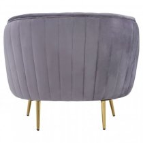 Florino Upholstered Velvet Armchair With Gold Legs In Grey