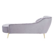 Felizio Left Arm Velvet Lounge Chaise Chair In Grey