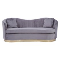 Franzo Upholstered Velvet 3 Seater Sofa In Pleated Grey