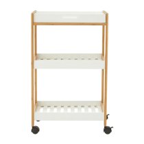 Nusakan Wooden 3 Tier Shelving Trolley In White And Natural