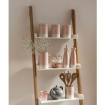 Nusakan Wooden 4 Tier Ladder Shelving Unit In White And Natural