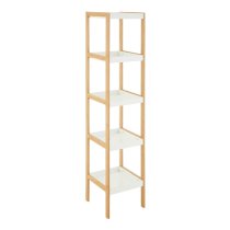 Nusakan Wooden 5 Tier Shelving Unit In White And Natural