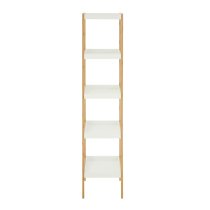 Nusakan Wooden 5 Tier Shelving Unit In White And Natural