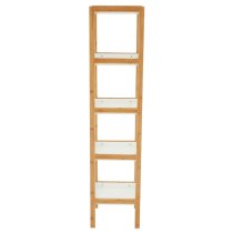 Nusakan Wooden 5 Tier Shelving Unit In White And Natural