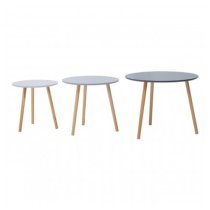 Nusakan Round High Gloss Nest Of 3 Tables In Grey