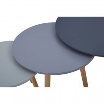 Nusakan Round High Gloss Nest Of 3 Tables In Grey