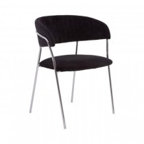 Tamzo Black Velvet Upholstered Dining Chairs In Pair