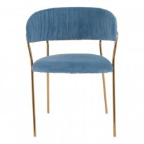 Tamzo Blue Velvet Dining Chairs With Gold Legs In Pair