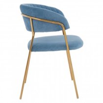 Tamzo Blue Velvet Dining Chairs With Gold Legs In Pair