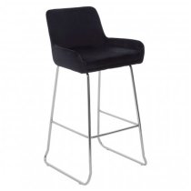 Tamzo Black Velvet Upholstered Bar Chair With Low Arms In Pair