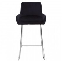 Tamzo Black Velvet Upholstered Bar Chair With Low Arms In Pair