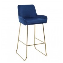 Tamzo Blue Velvet Upholstered Bar Chair With Low Arms In Pair