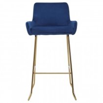 Tamzo Blue Velvet Upholstered Bar Chair With Low Arms In Pair