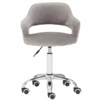 Civo Home And Office Velvet Chair In Grey With Curved Back