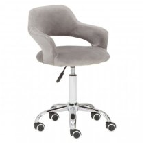 Civo Home And Office Velvet Chair In Grey With Curved Back