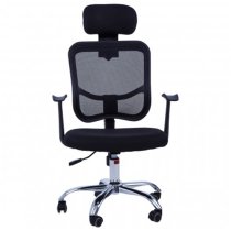 Wivon Home And Office Rolling Base Fabric Chair In Black