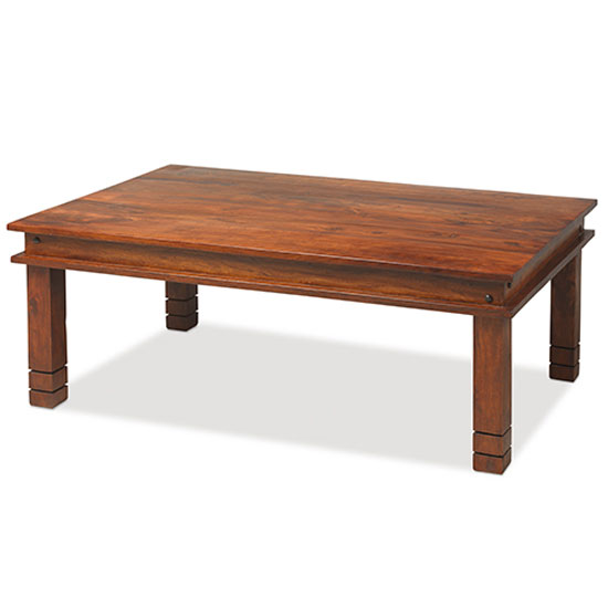 Zander 120cm Wooden Coffee Table In Sheesham With Square Legs