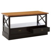 Vorgo Wooden Coffee Table With 2 Drawers In Black